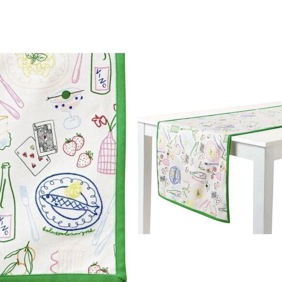 Kate Spade New York x Target Green 14 x 27 Embroidered Table Runner Party Print - Picture 1 of 9